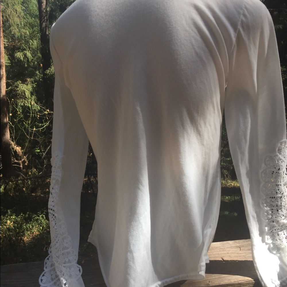 Henley style long sleeve white T shirt lounge wear - Picture 9 of 12